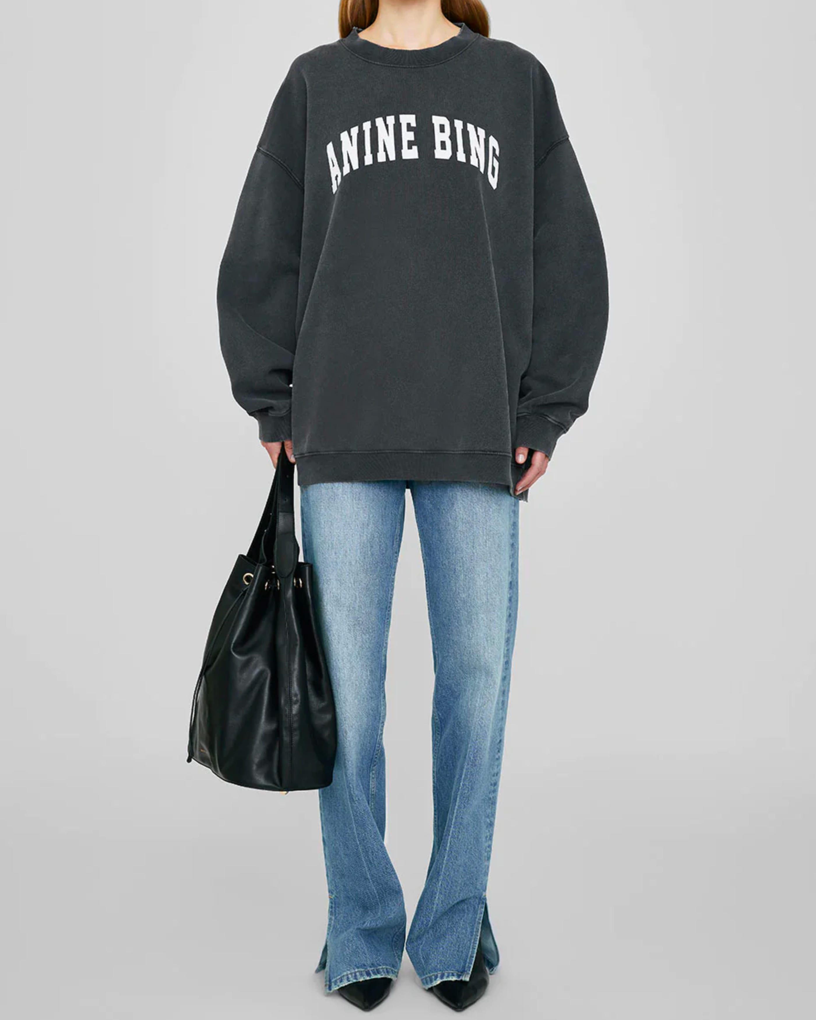 Anine Bing Tyler Sweatshirt in Washed Black