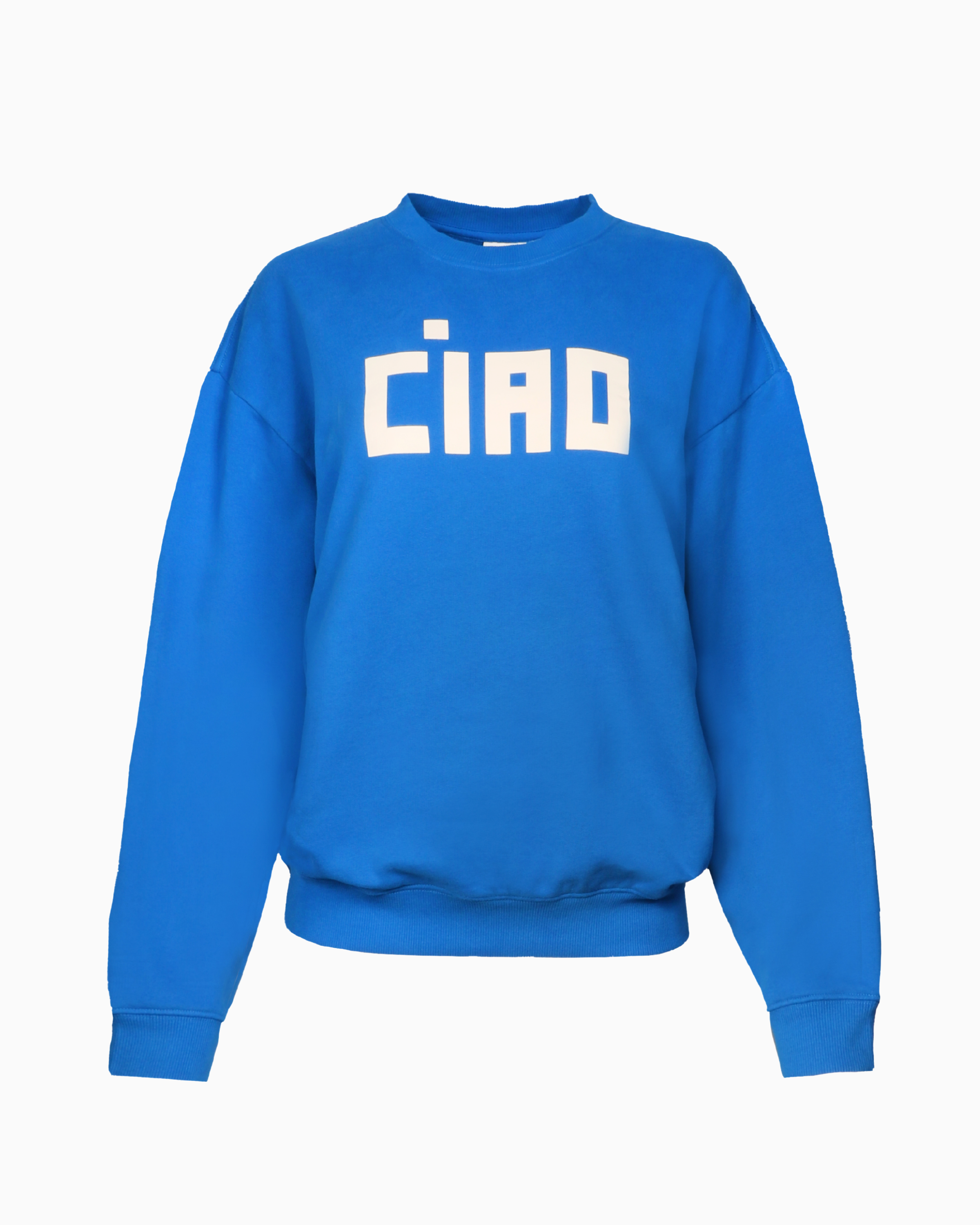 Clare V. Oversized Sweatshirt in Bright Cobalt & Cream Block Ciao