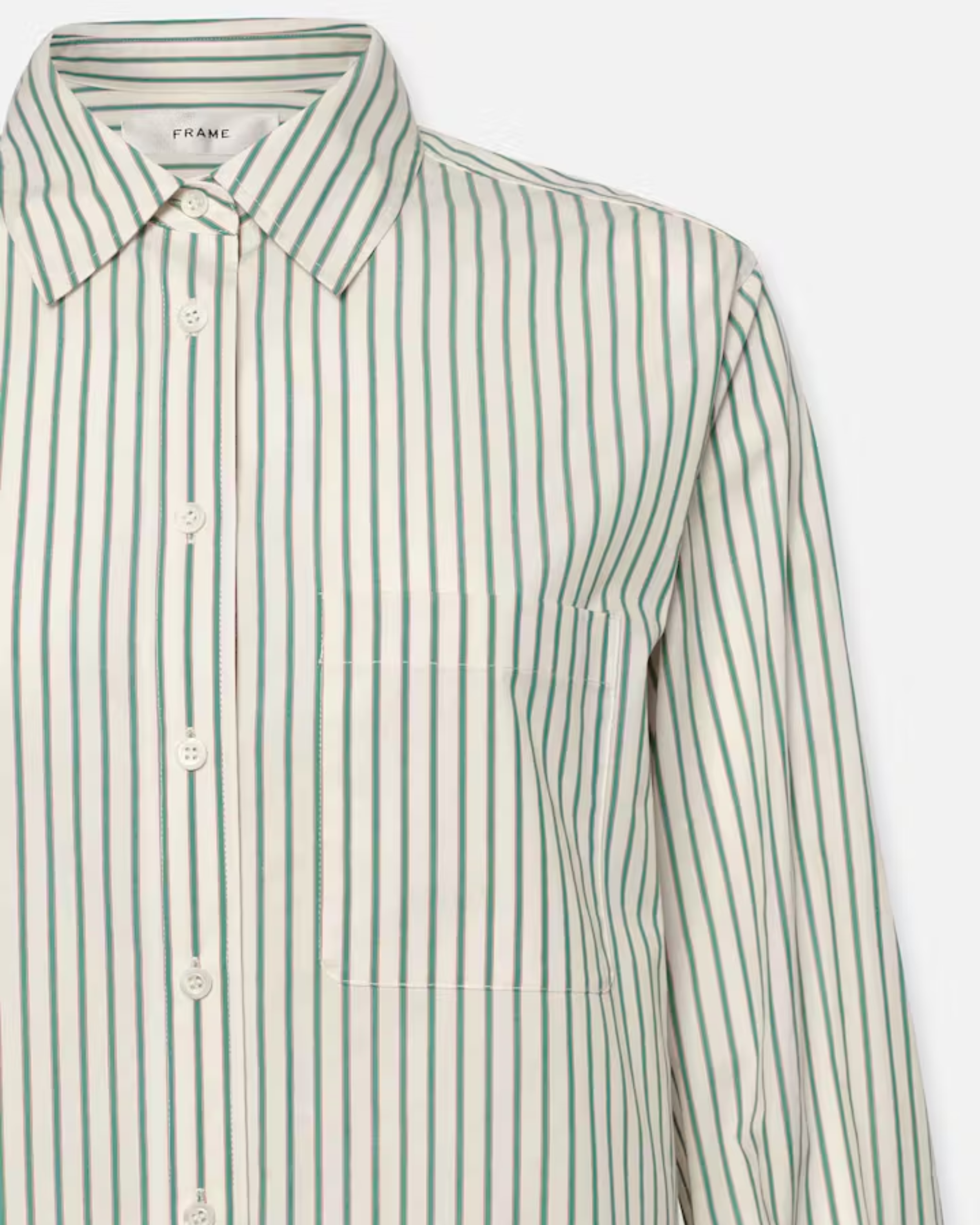 Frame Borrowed Pocket Shirt in Green Multi