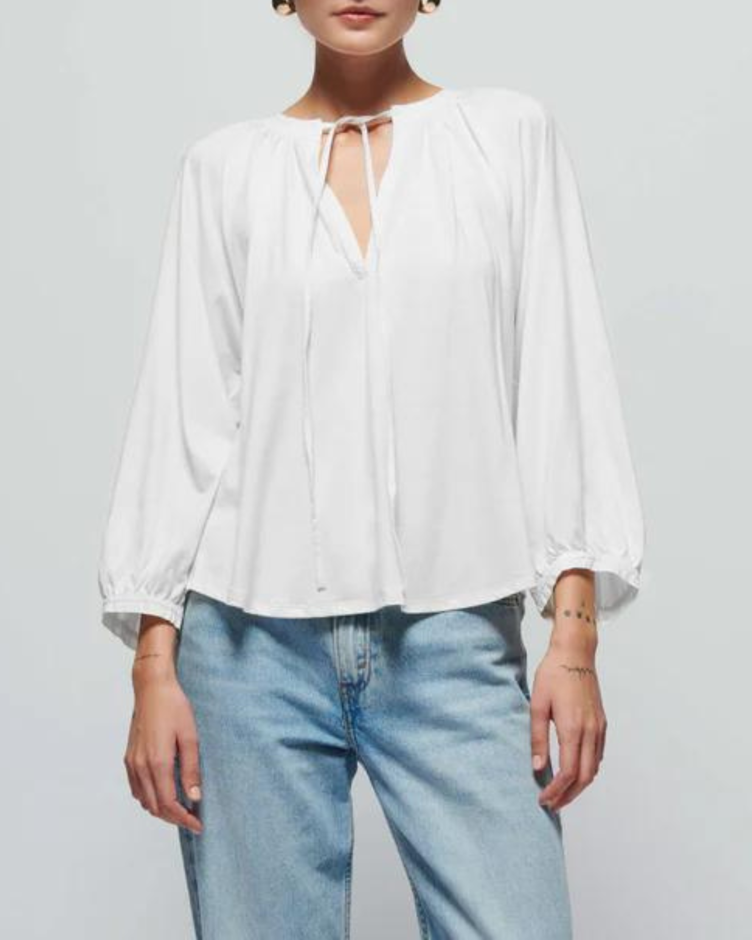 Nation Brylee Peasant Top in White
