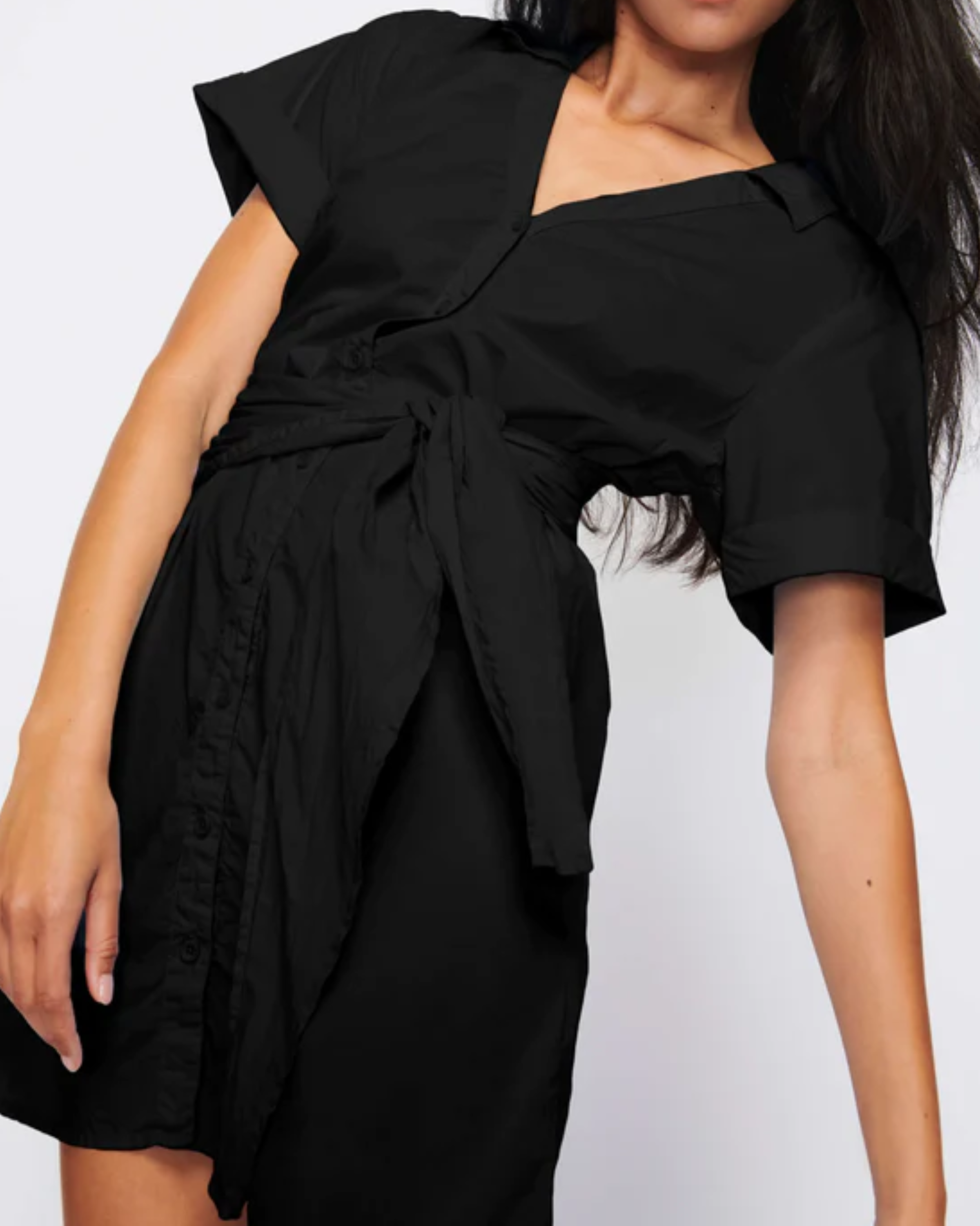 Nation Nida Wrapped Button Up Dress in Black