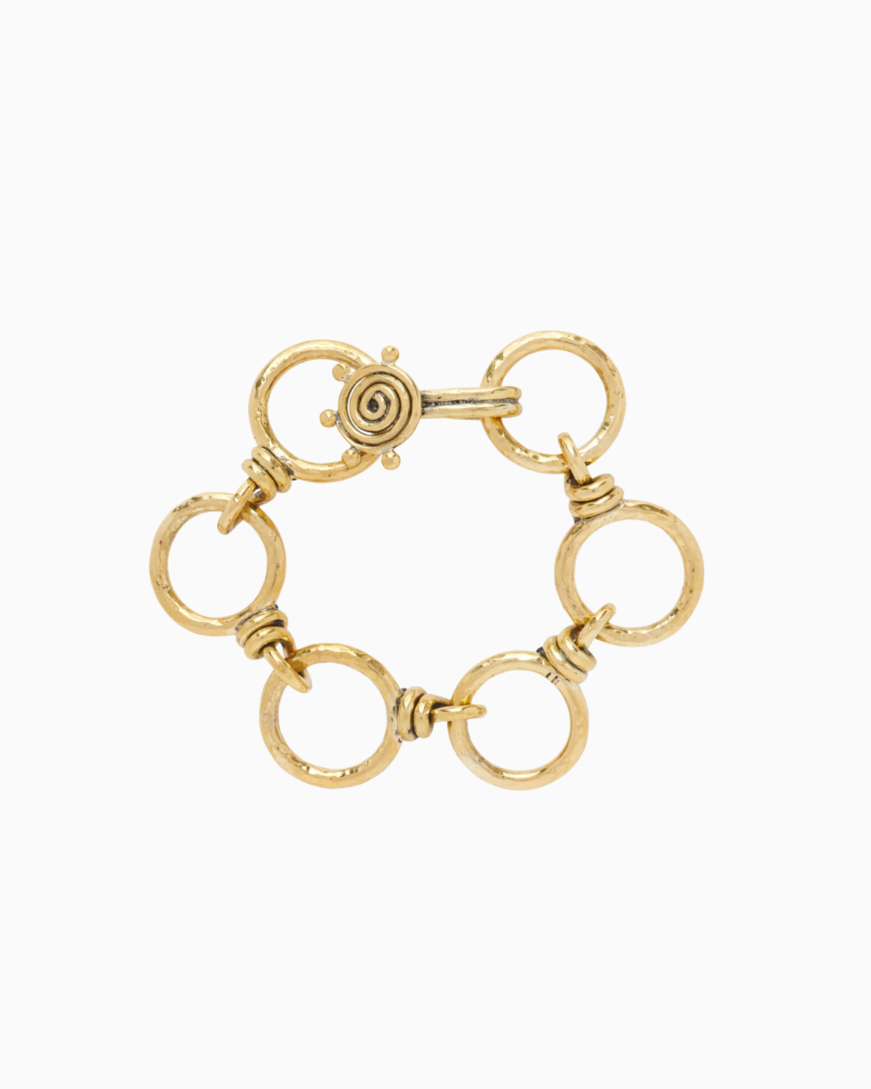 Ulla Johnson Hammered Circle Chain Bracelet in Brass