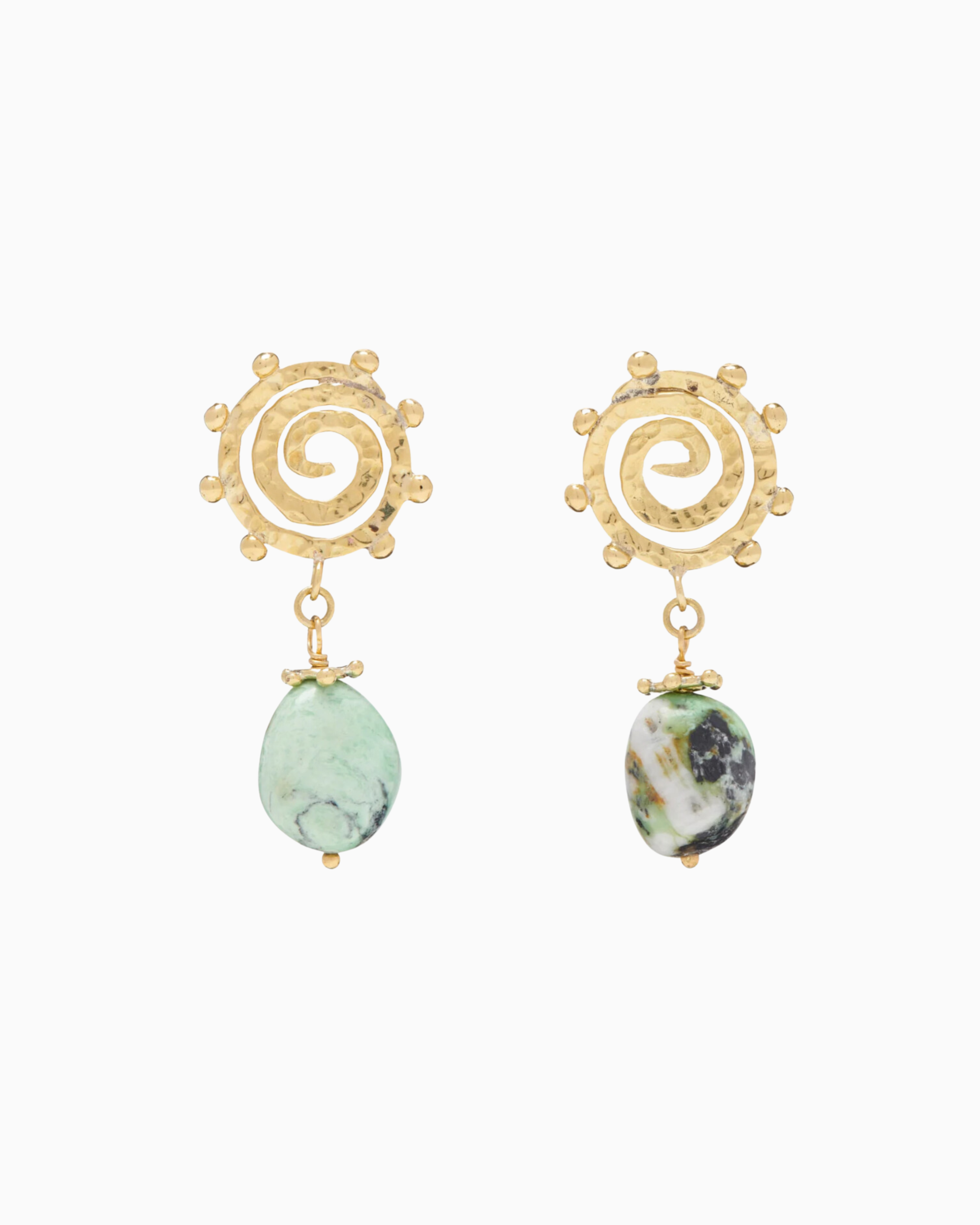 Ulla Johnson Mini Spiral Stone Earring in Green Turquoise
