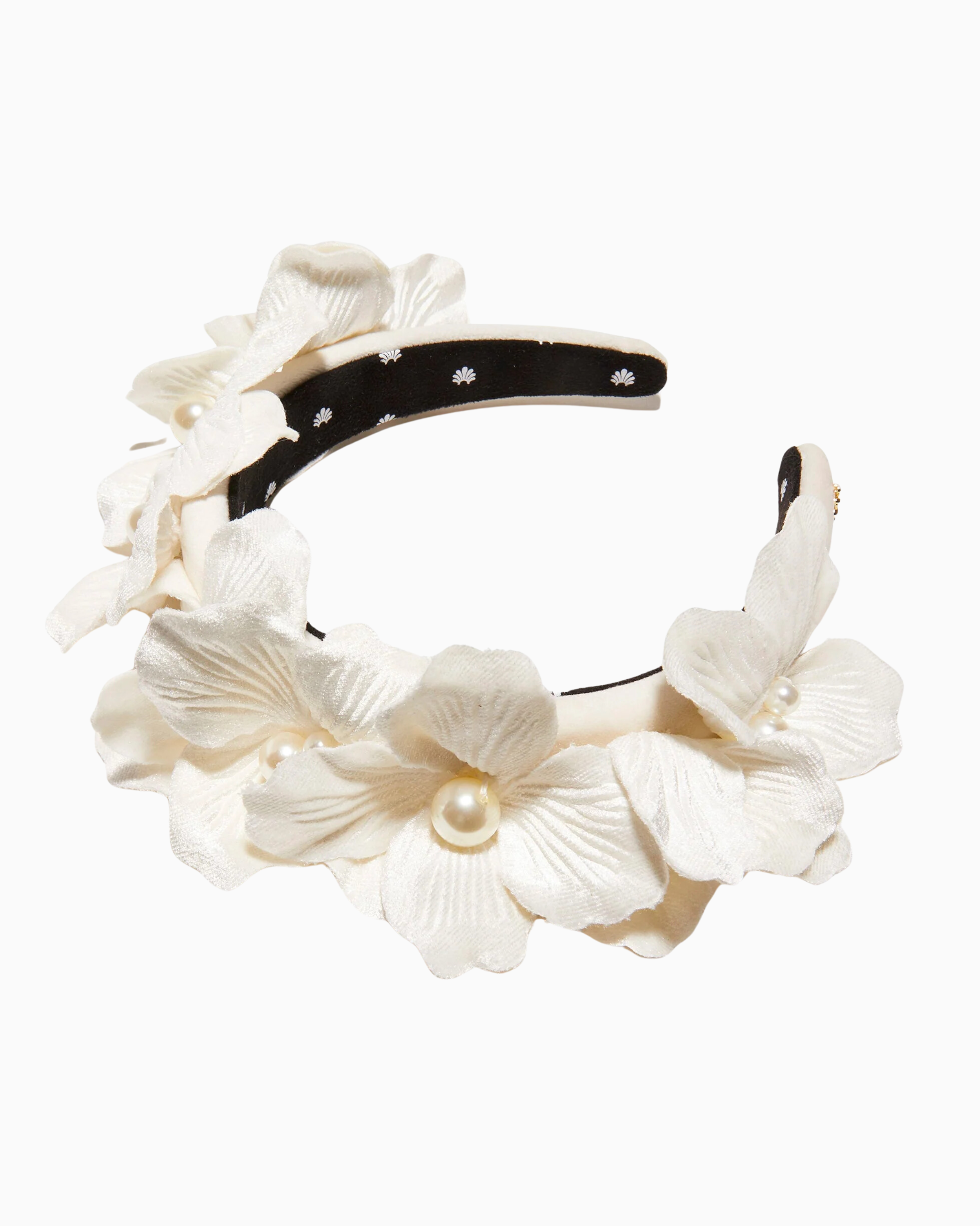 Lele Sadoughi Velvet Headband in Ivory Magnolia