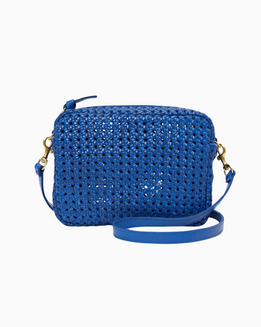 Clare V. Rattan Midi Sac Bag in Cobalt