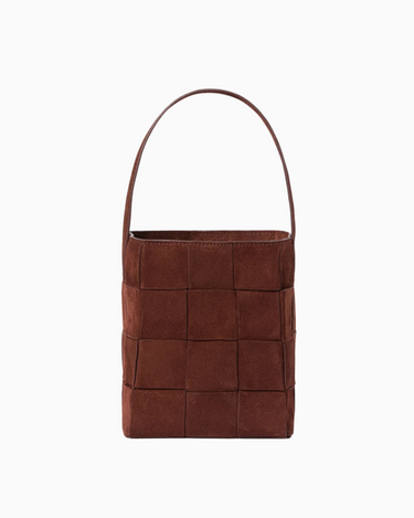 Loeffler Randall Laith Wide Woven Top Handle Bag in Espresso