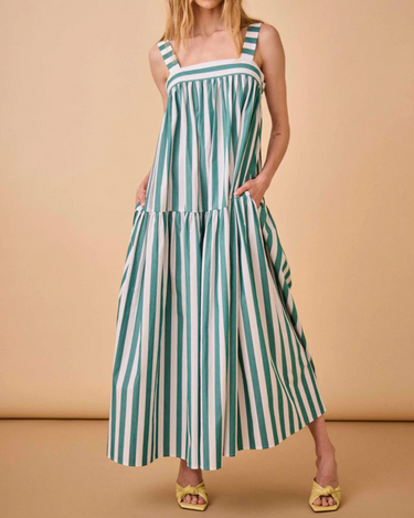 Hunter Bell Tula Dress in Emerald Stripe 