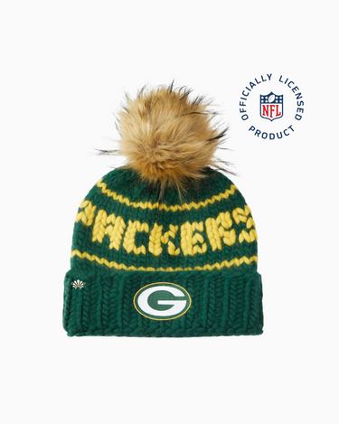 Lele Sadoughi Packers x NFL Beanie with Faux Fur Pom