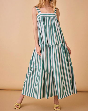 Hunter Bell Tula Dress in Emerald Stripe 