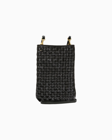 Clare V. Poche Bag in Black Woven Checker