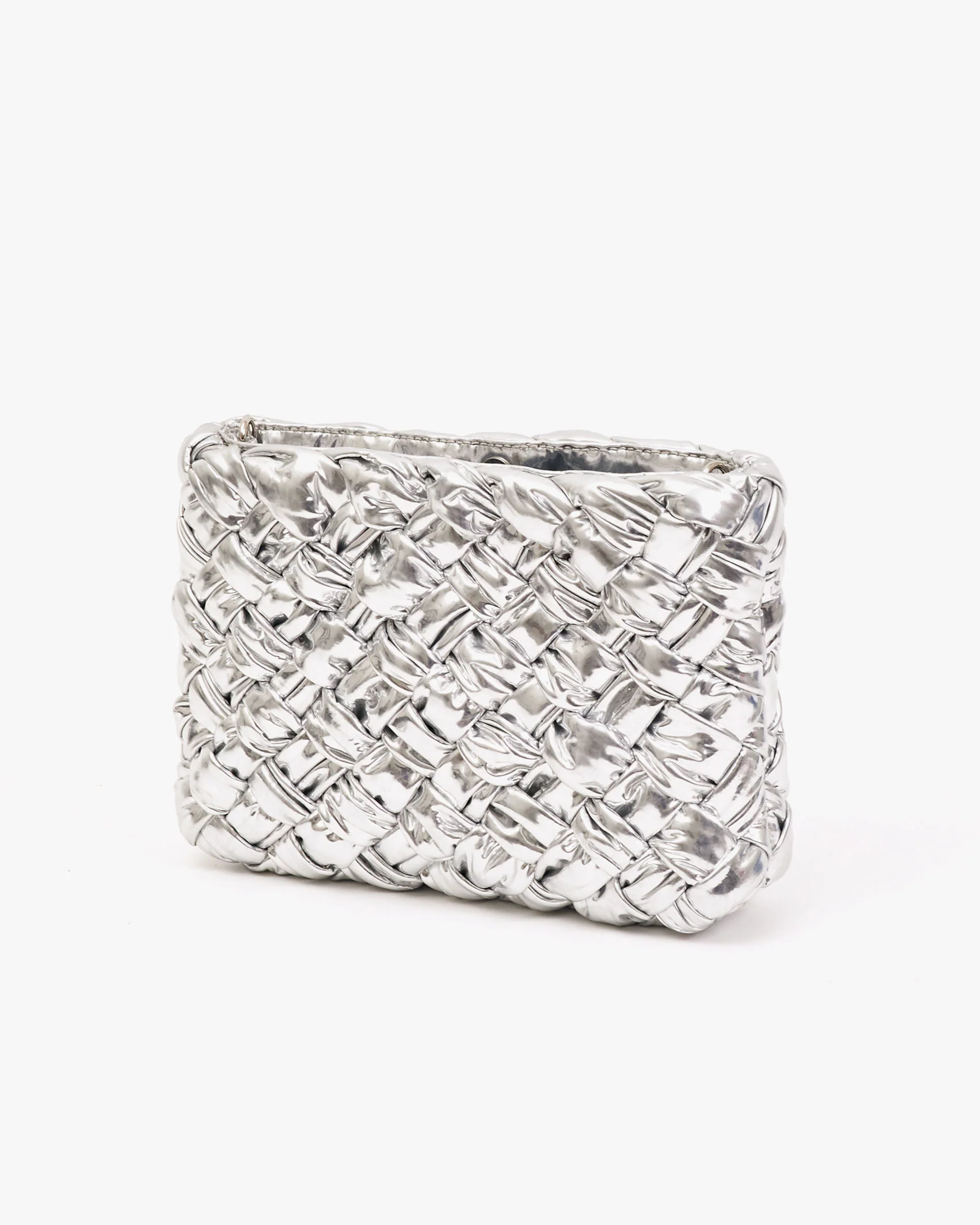 Clare V. Estelle Bag in Puffy Woven Silver