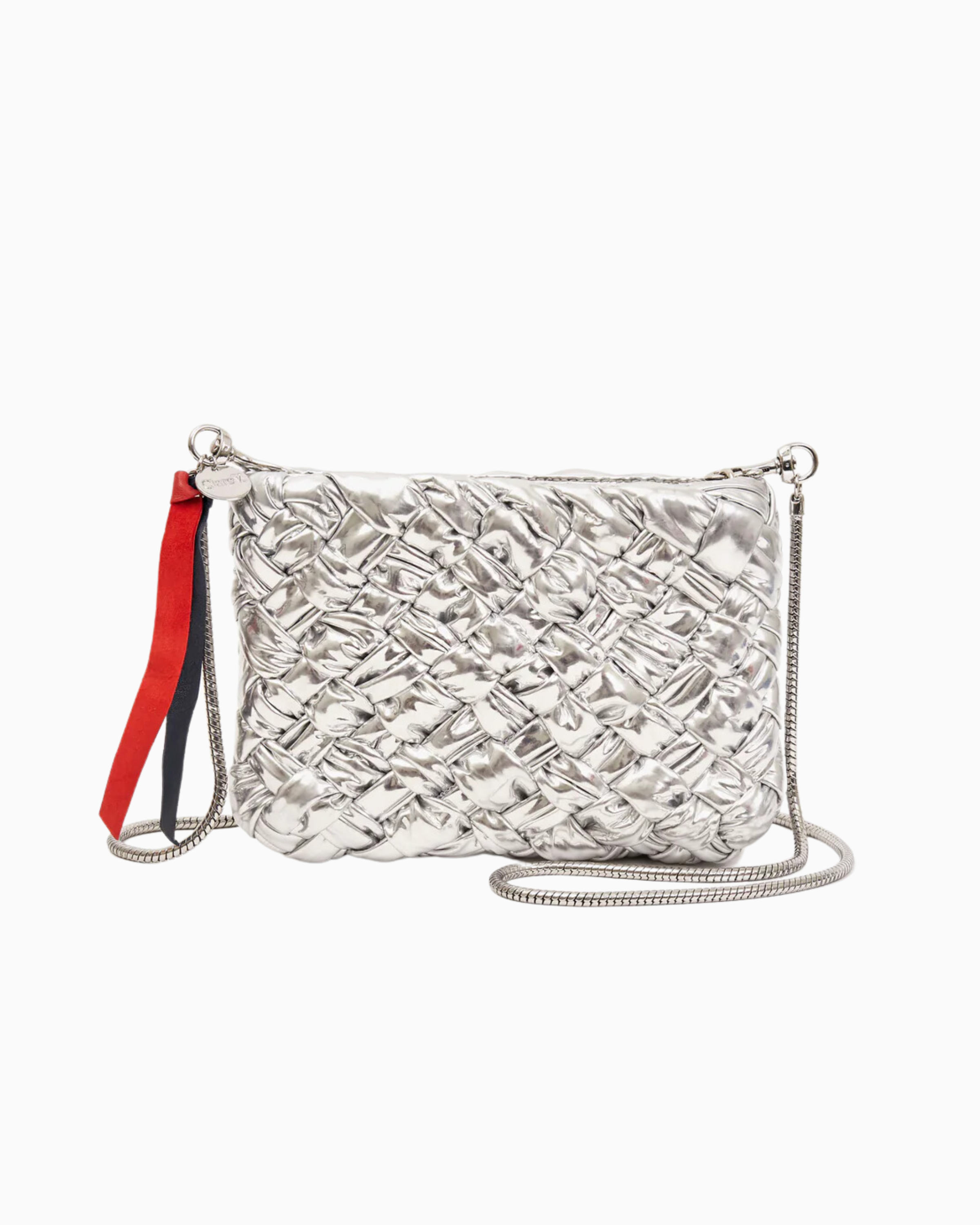 Clare V. Estelle Bag in Puffy Woven Silver