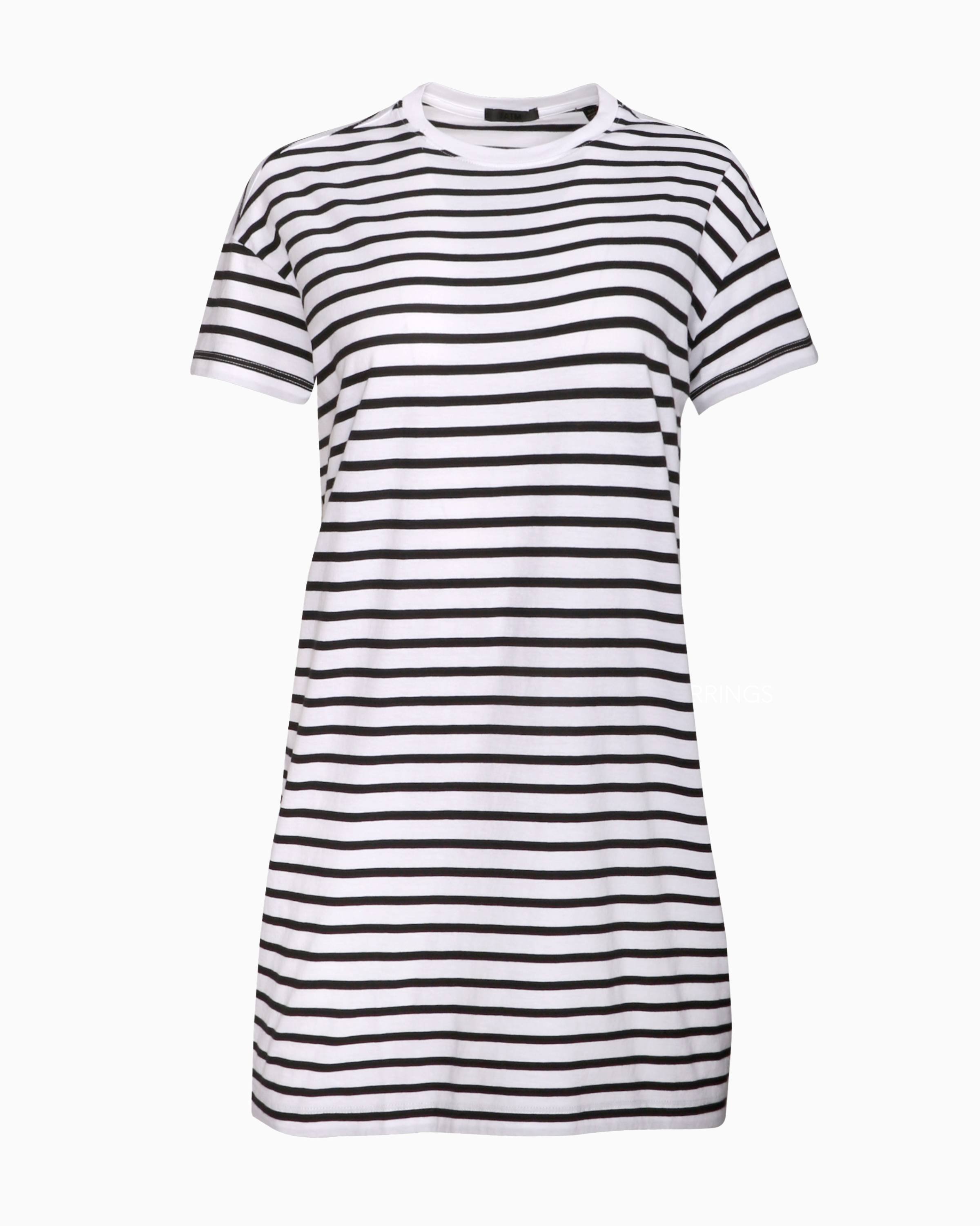 ATM Jersey Stripe T-Shirt Dress in Black/White
