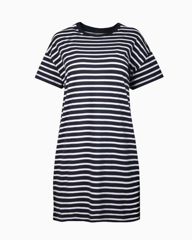 ATM Jersey Stripe T-Shirt Dress in Navy White