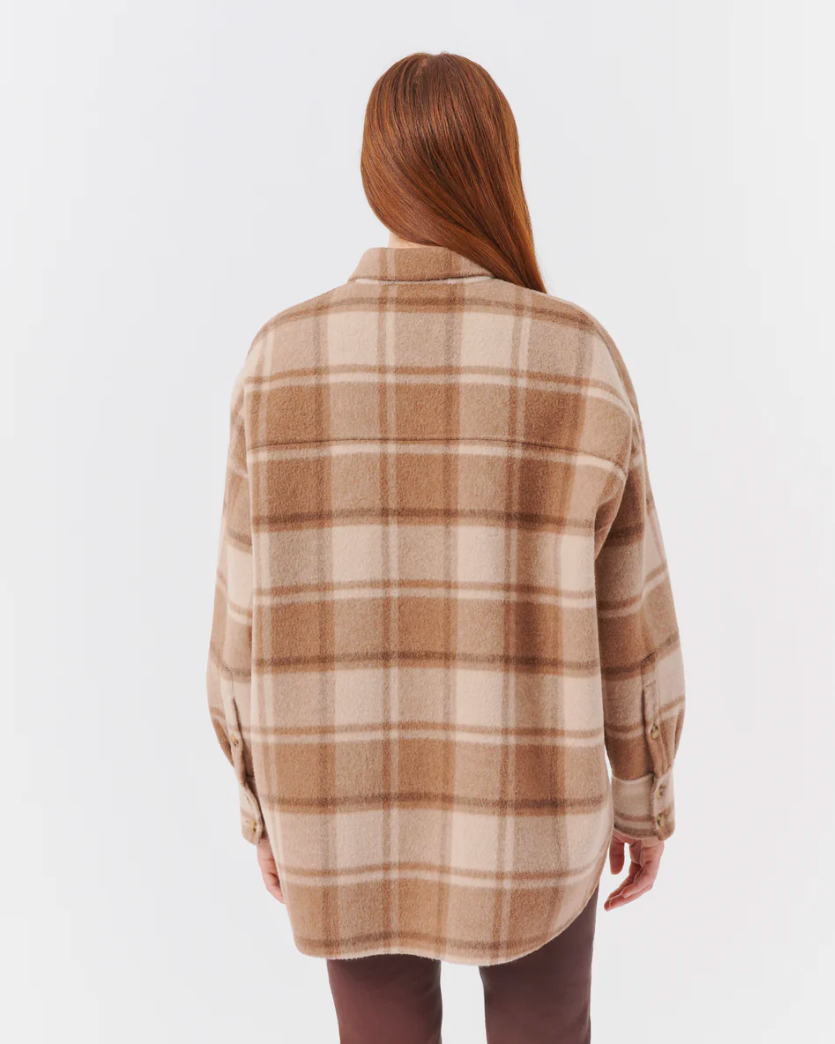 ATM Plaid Flannel Tomboy Shirt in Natural Beige