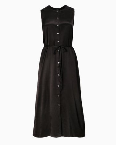 ATM Silk Sleeveless Midi Dress in Black