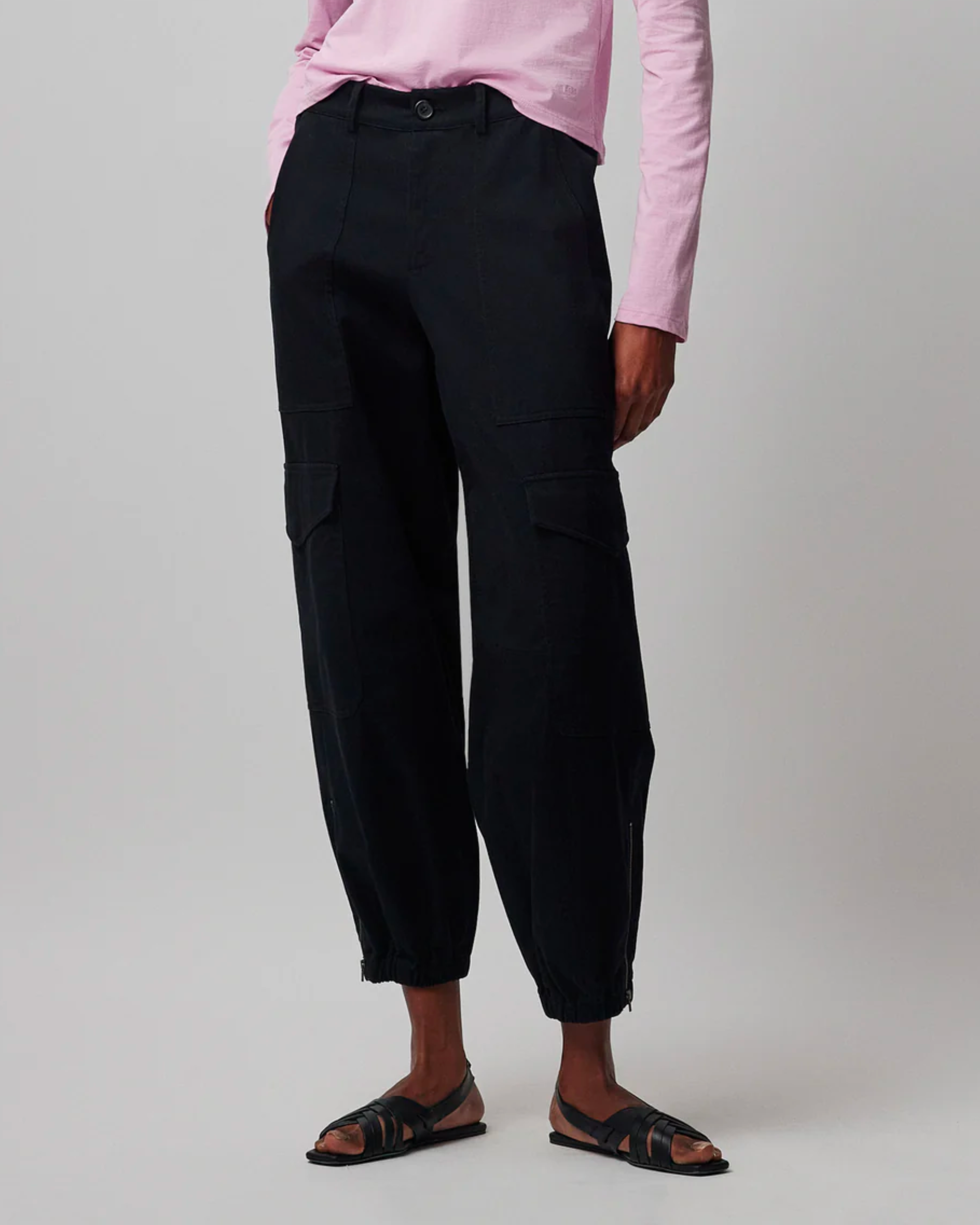ATM Washed Cotton Twill Cargo Pant in Black