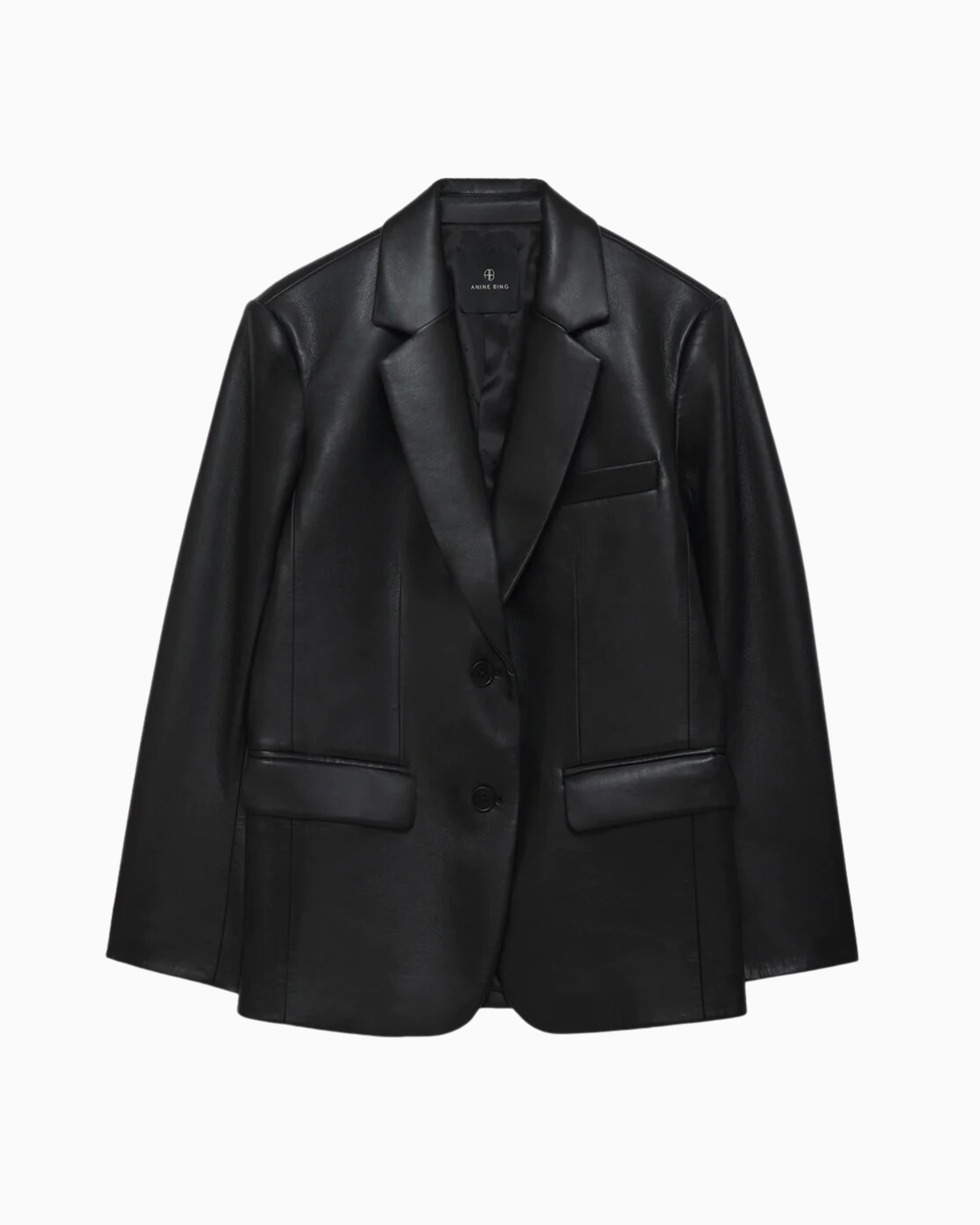 Anine Bing Classic Blazer in Black Recycled Leather