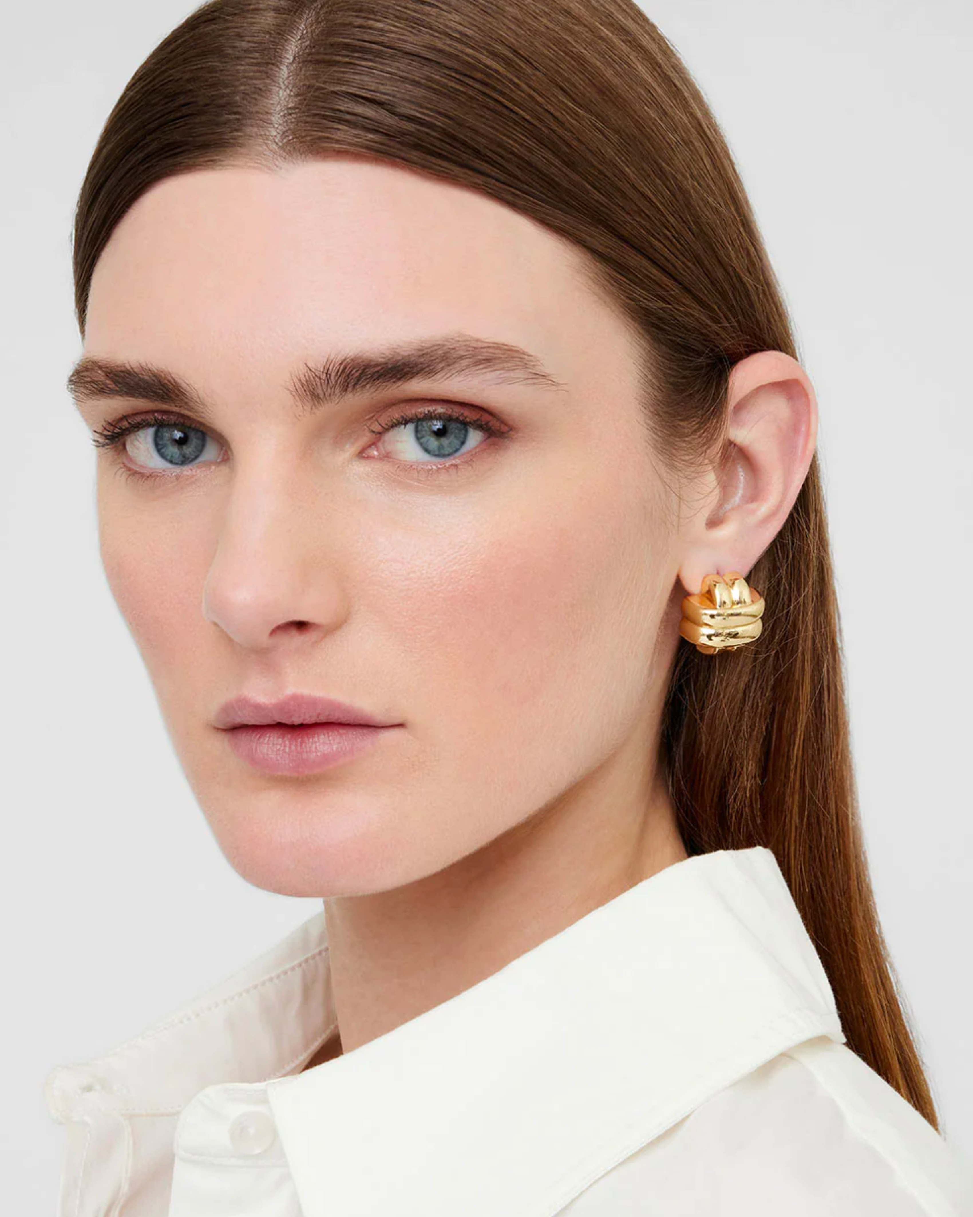 Anine Bing Double Cross Earrings in Gold
