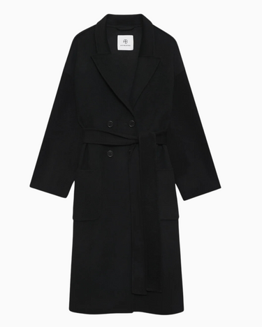 Anine Bing Dylan Coat in Black Cashmere Blend