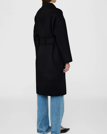 Anine Bing Dylan Coat in Black Cashmere Blend