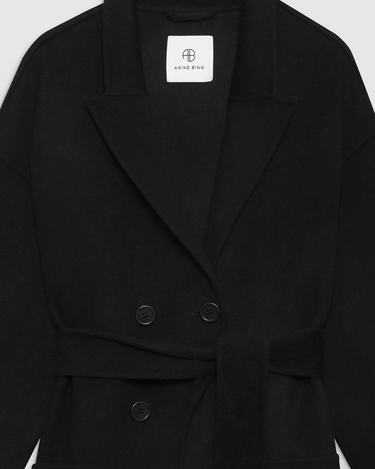 Anine Bing Dylan Coat in Black Cashmere Blend