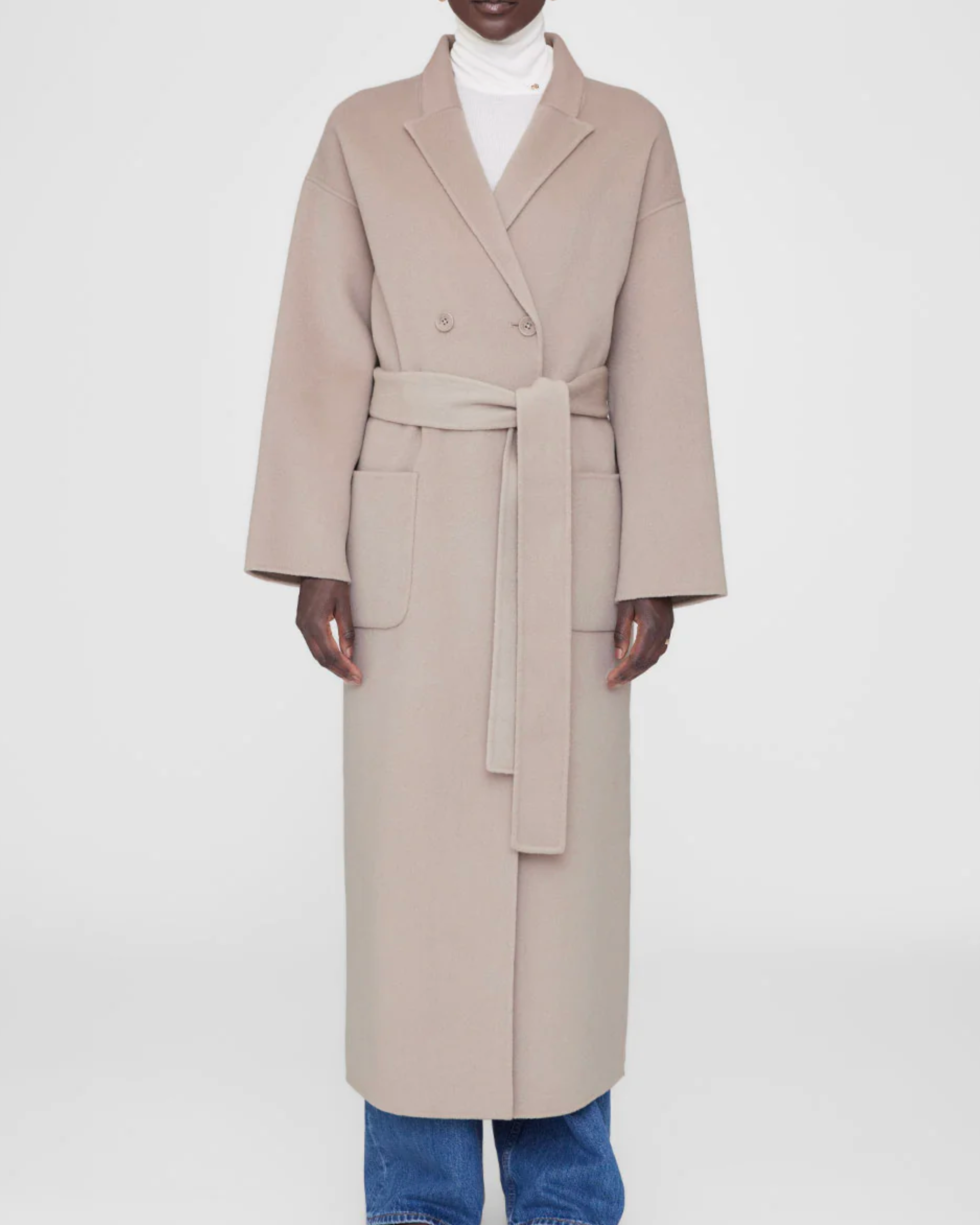 Anine Bing Dylan Maxi Coat in Taupe Cashmere