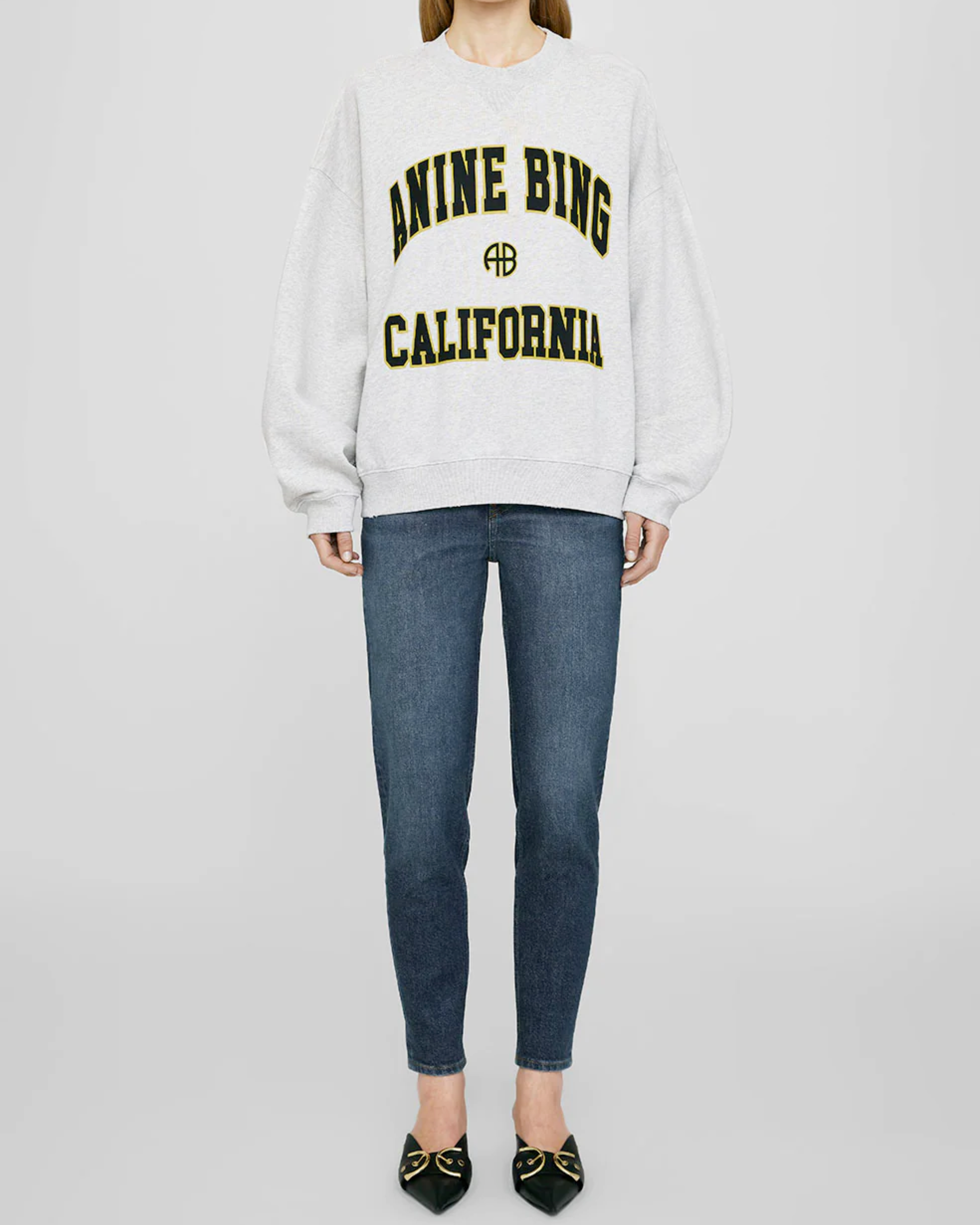Anine Bing Jaci California Sweatshirt in Heather Grey