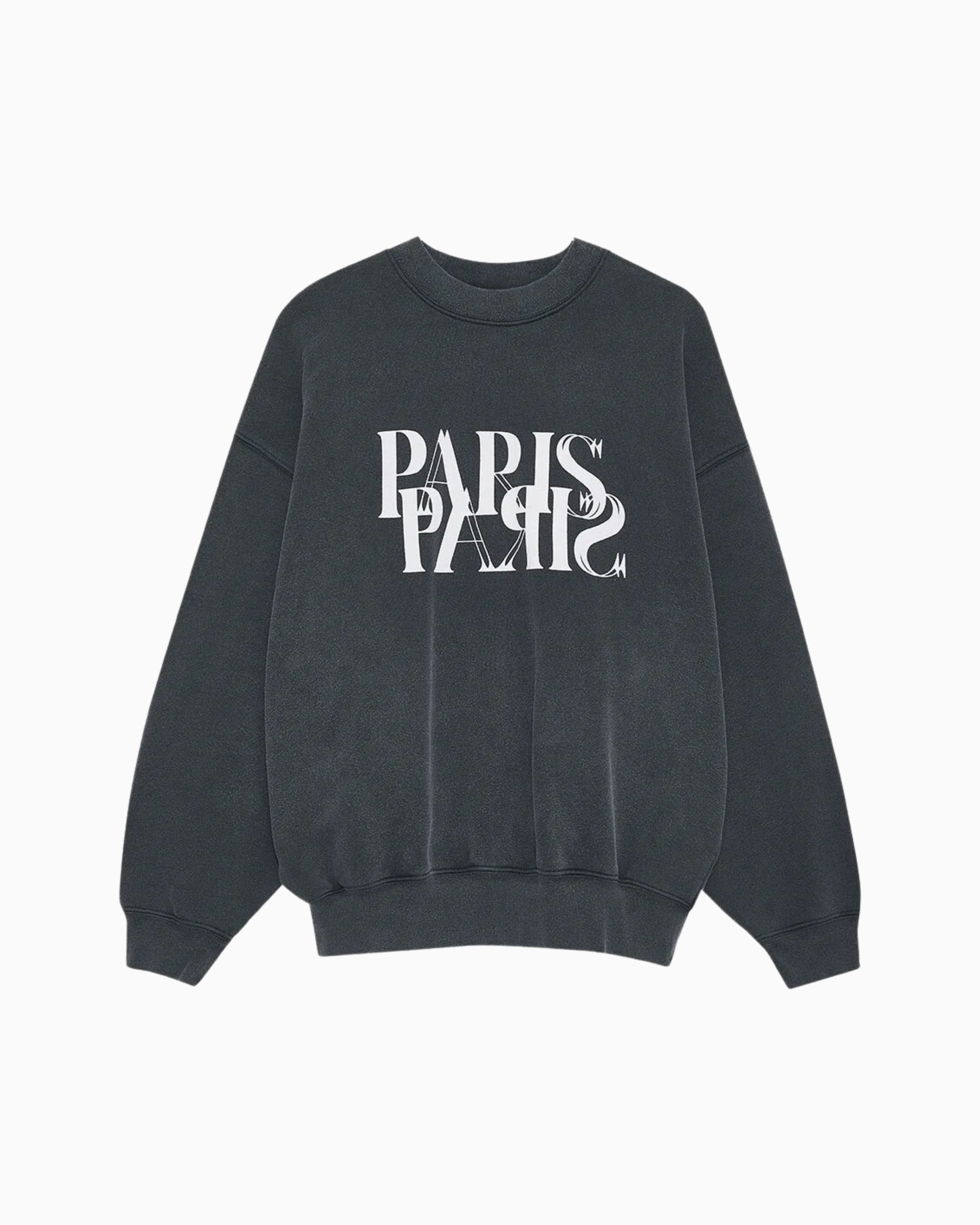 Anine Bing Jaci Paris Sweatshirt in Washed Black