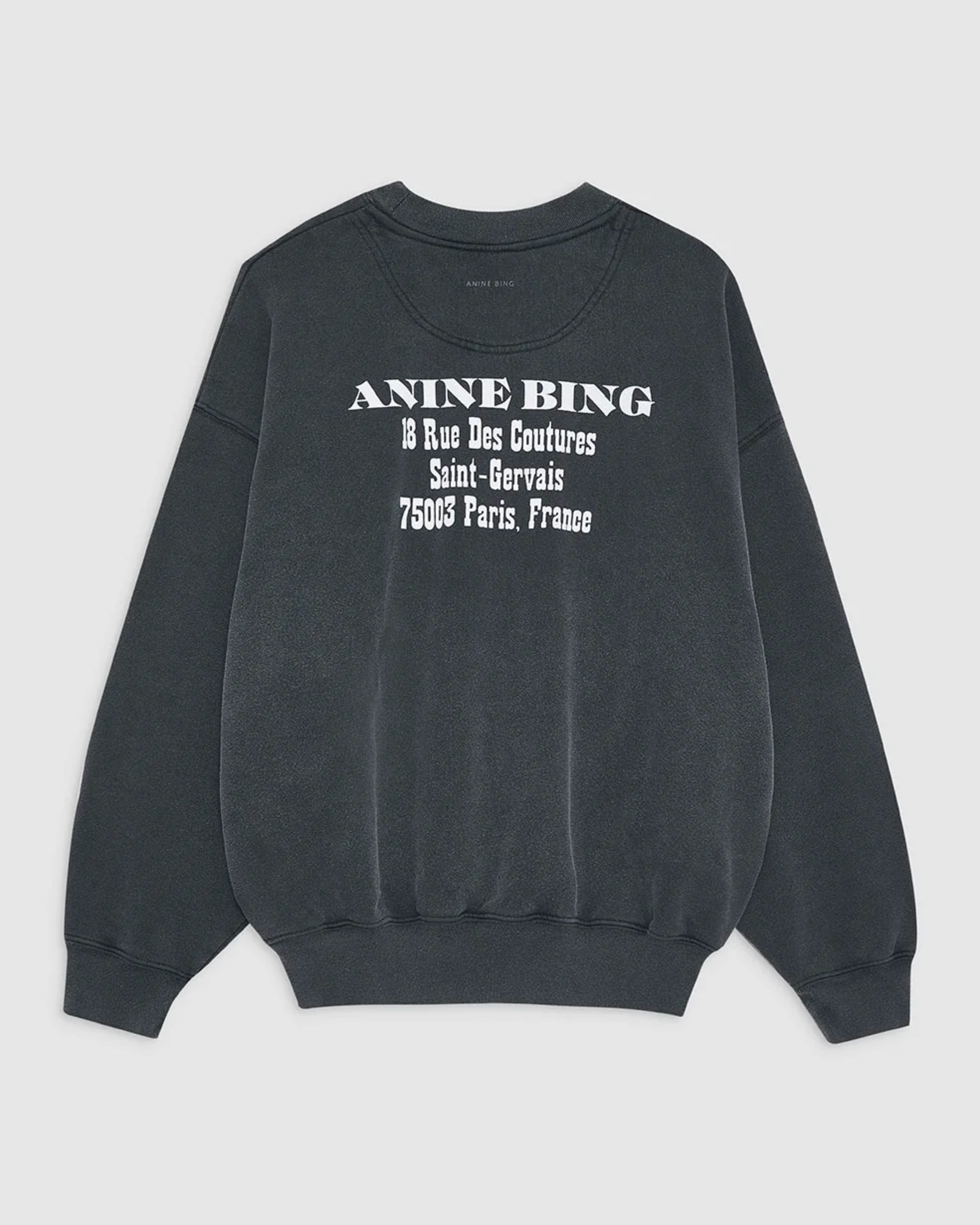 Anine Bing Jaci Paris Sweatshirt in Washed Black