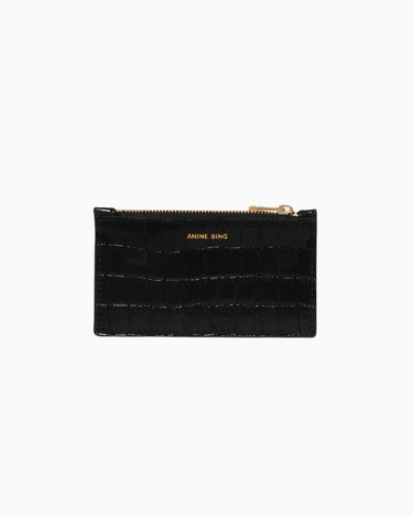 Anine Bing Lucy Card Holder in Black Embossed