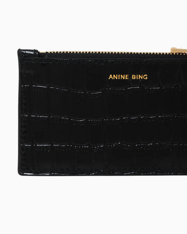 Anine Bing Lucy Card Holder in Black Embossed