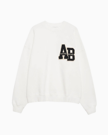 Anine Bing Miles Sweatshirt Letterman in Off White