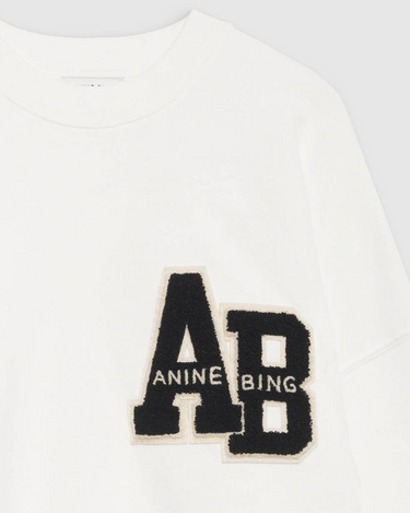 Anine Bing Miles Sweatshirt Letterman in Off White