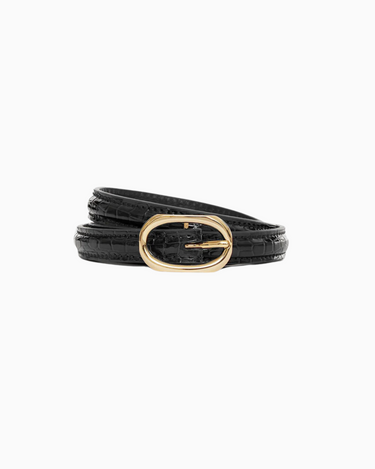 Anine Bing Mini Mara Belt in Black Embossed