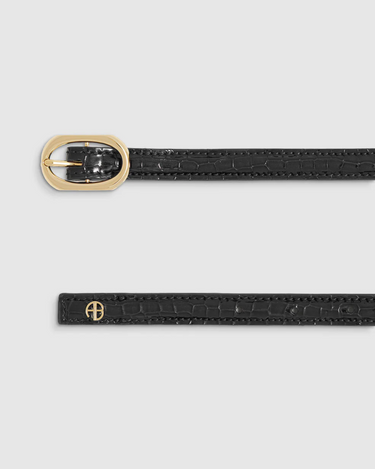 Anine Bing Mini Mara Belt in Black Embossed