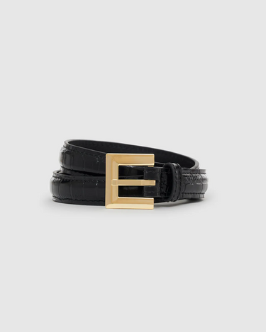 Anine Bing Nicola Belt in Black Embossed 