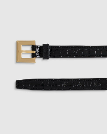 Anine Bing Nicola Belt in Black Embossed 