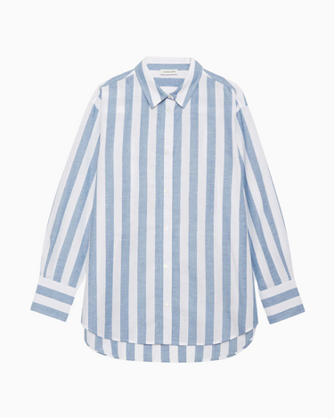 Anine Bing Plaza Shirt in White and Blue Stripe