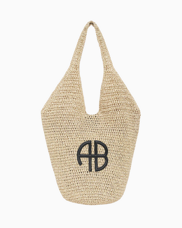 Anine Bing Small Leah Hobo Bag in Natural Black