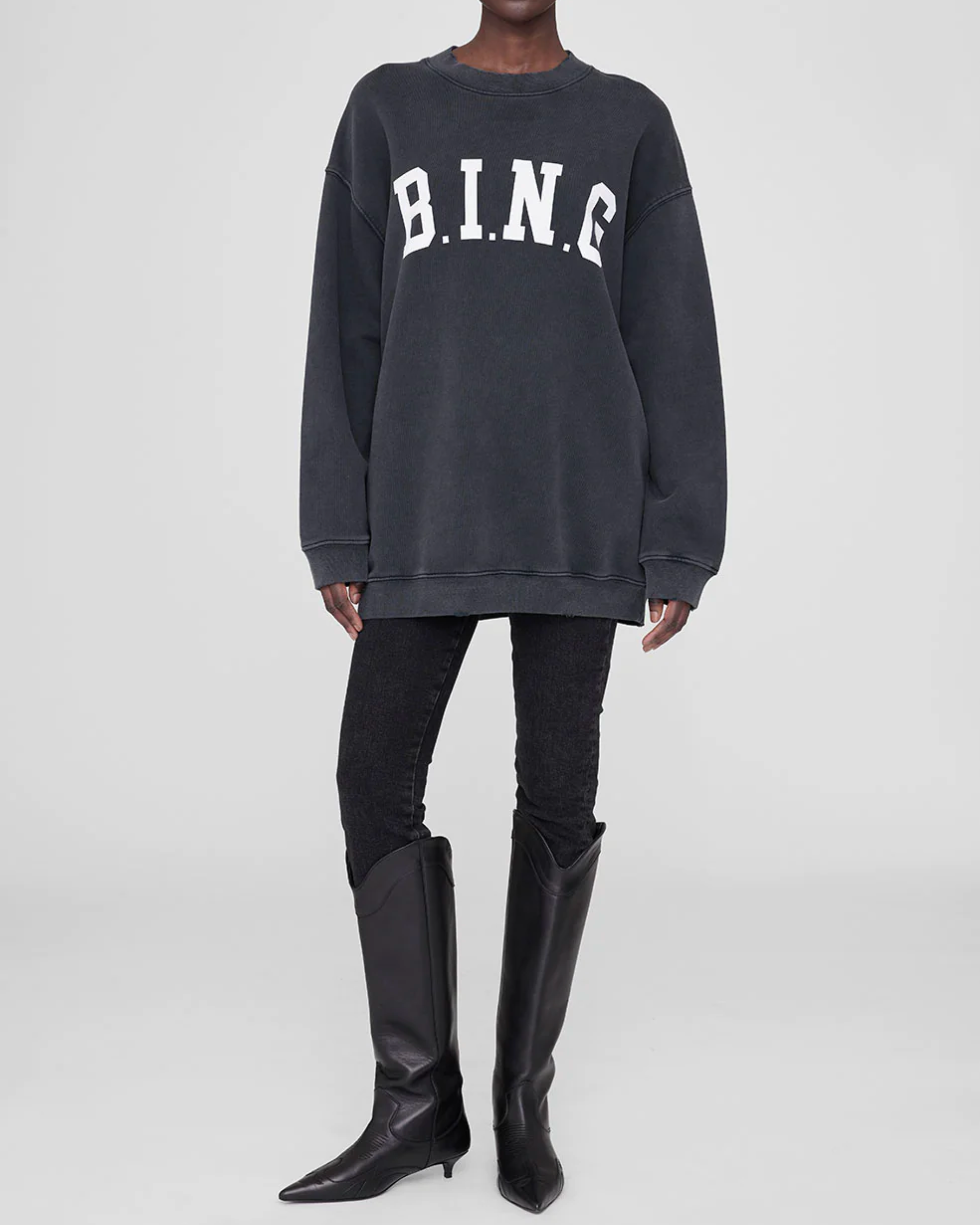 Anine Bing Tyler B.I.N.G Sweatshirt in Washed Black