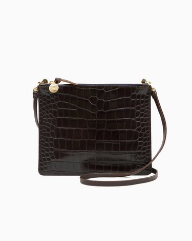 Clare V Double Sac Bretelle Bag in Kalamata Croc