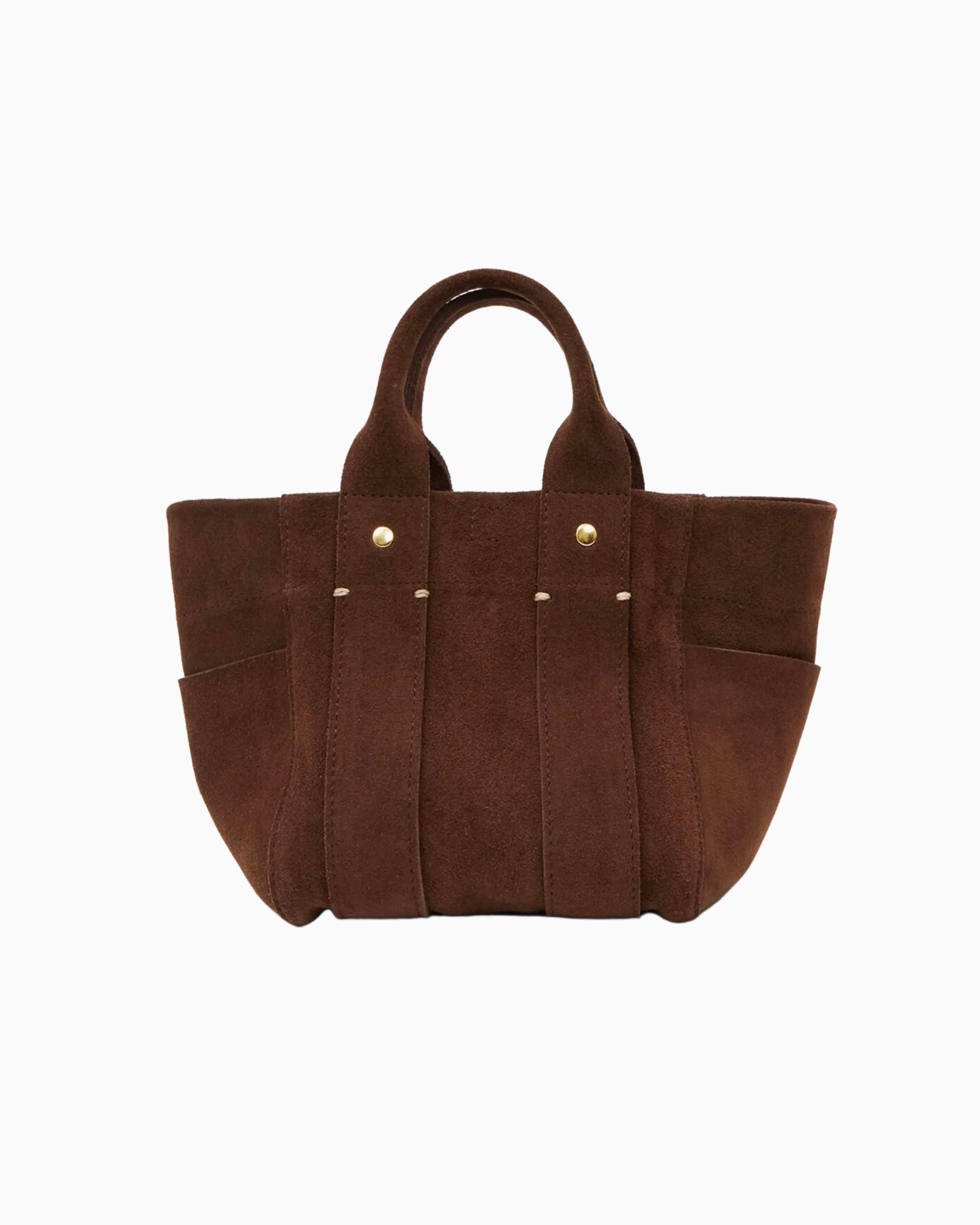 Clare V Le Petit Box Tote in Chocolate Suede