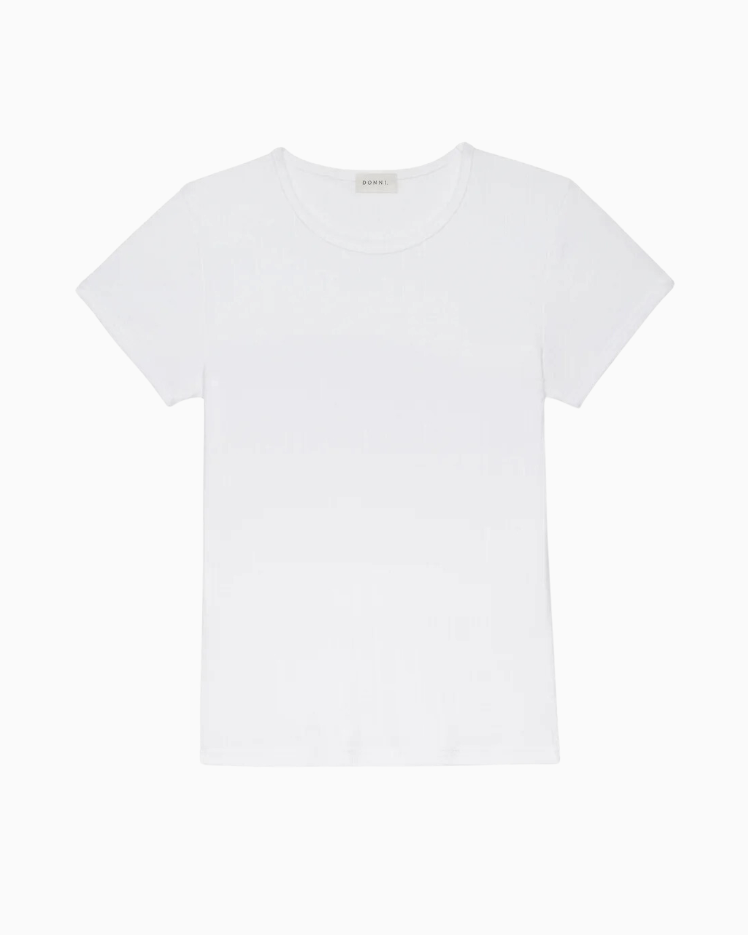 Donni Pointelle Baby Tee in Powder