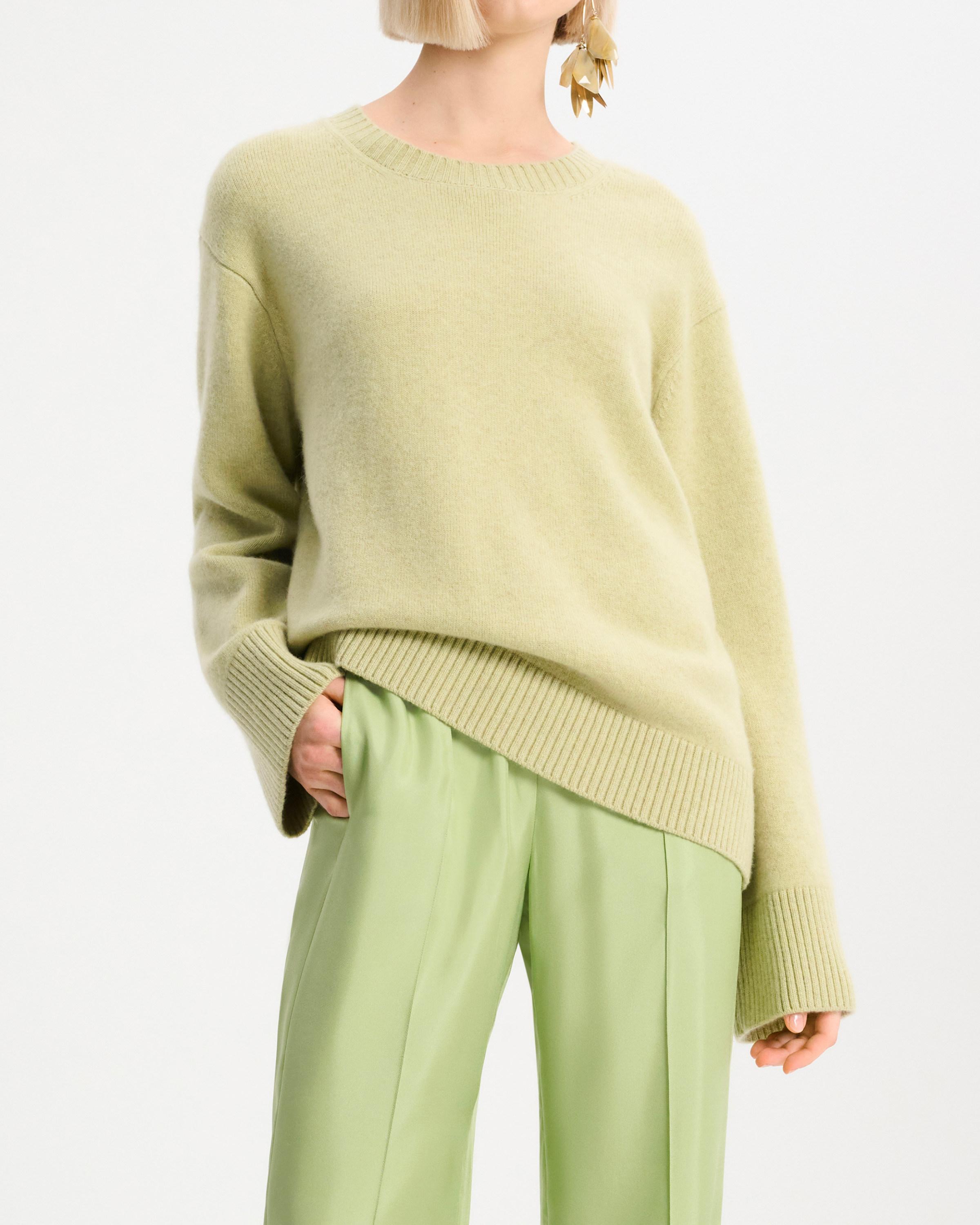 Dorothee Schumacher Luxury Comfort Pullover in Soft Lemon Green