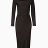 Square Neck Side Ruched Dress in Black