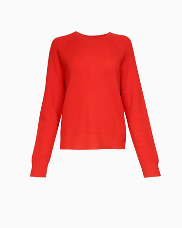 White + Warren Cotton Blend Waffle Sweatshirt in Tomato