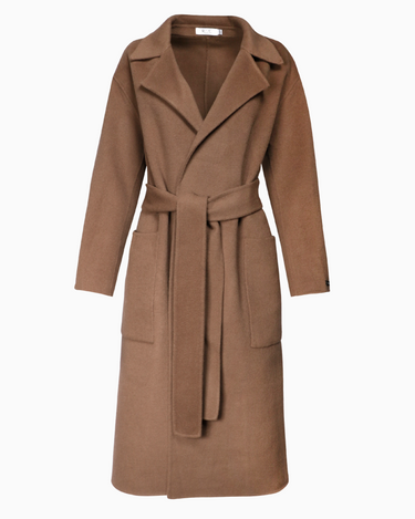 Wool Belted Coat in Mocha