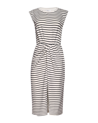 Striped Twisted Knot Midi Dress in Navy White