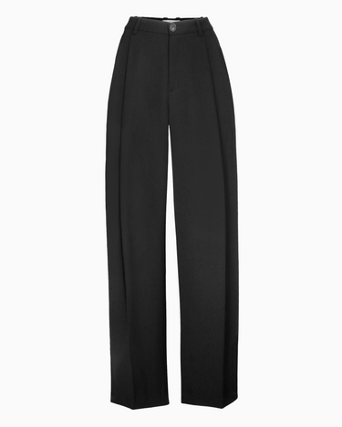 Vince Drop Waisted Pleated Crepe Trouser in Black